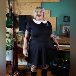 GHOUL TROUBLE ROUND COLLAR BAT DRESS